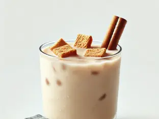 Glass of cinnamon toast milk with creamy texture