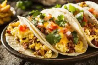 Delicious breakfast option filled with organic black beans.