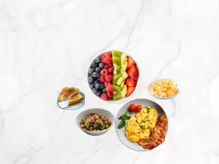 Combination of five meal options for three persons